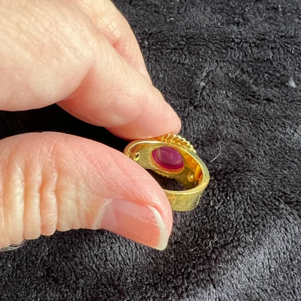 Ruby and Emerald 14K Gold Vermeil over Sterling Silver Ring - Picture 4 of 6